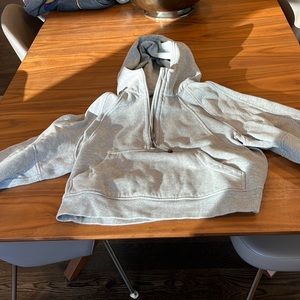Cropped hooded grey lulu sweatshirt